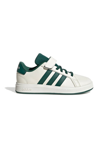 Adidas Grand Court 2 EL C weiße Sneakers mit grünen Streifen und Klettverschluss
