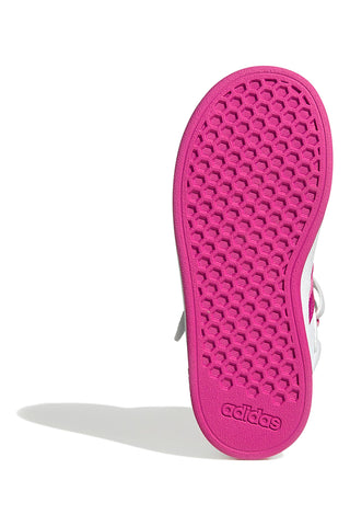 Adidas Grand Court Mid K – Weiße, mittelhohe Sneakers mit fuchsiafarbenen Streifen
