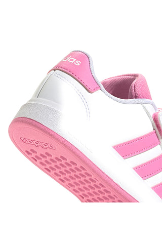 Adidas Grand Court 2 EL C weiße Sneakers mit rosa Streifen und Klettverschluss