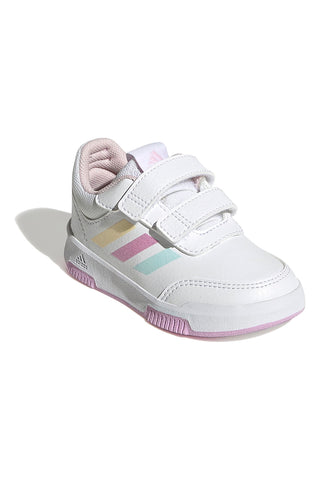 Adidas Tensaur Sport 2 CF I weiße Schuhe mit pastellfarbenen Details und Klettverschluss
