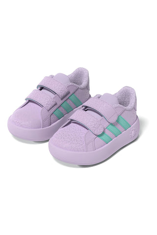 Sneakers lilla con strisce verdi e doppio strappo Adidas Grand Court Frozen Cf I