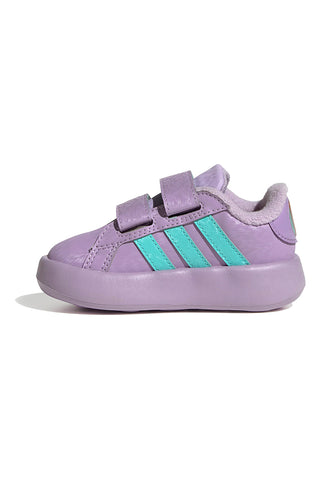 Sneakers lilla con strisce verdi e doppio strappo Adidas Grand Court Frozen Cf I