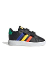 Adidas Grand Court 2 CF I schwarze Schuhe mit mehrfarbigen Details und Klettverschluss