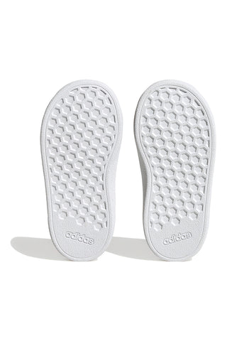 Scarpe bianche con dettagli multicolor e chiusura a strappo Adidas Grand Court 2 CF I