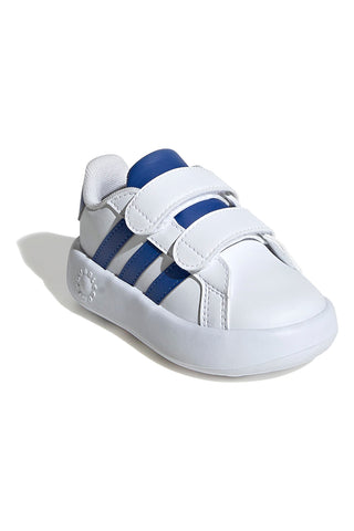 Adidas Grand Court 2.0 CF I Weiße Schuhe mit blauen Details und Cloudfoam-Sohle