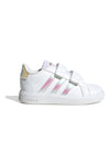 Sneakers bianche con dettagli iridescenti e doppio strappo Adidas Grand Court 2 CF I