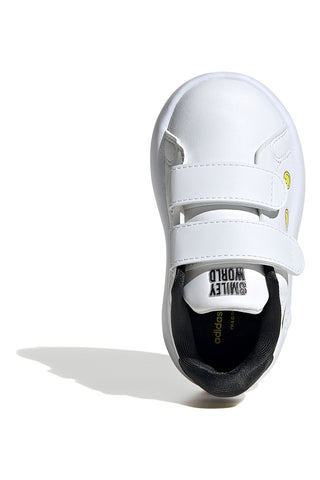 Adidas Advantage Smiley CF I Weiße Sneaker mit Smiley-Motiv und Doppelriemen
