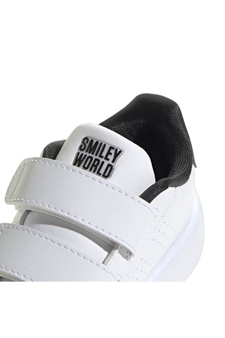 Adidas Advantage Smiley CF I Weiße Sneaker mit Smiley-Motiv und Doppelriemen