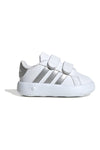 Scarpe bianche con strisce argento e suola Bubble memory Adidas Grand Court 2 CF I