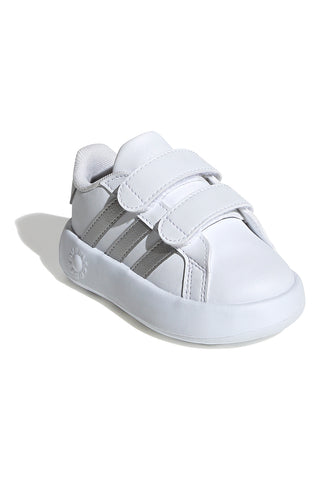 Scarpe bianche con strisce argento e suola Bubble memory Adidas Grand Court 2 CF I