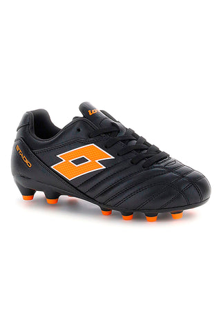 Lotto STADIO 705 FG JR Schwarze Fußballschuhe mit orangefarbenen Stollen