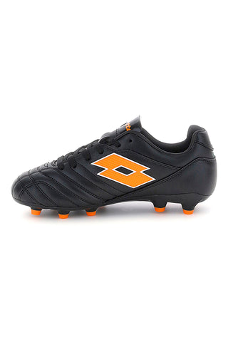 Lotto STADIO 705 FG JR Schwarze Fußballschuhe mit orangefarbenen Stollen