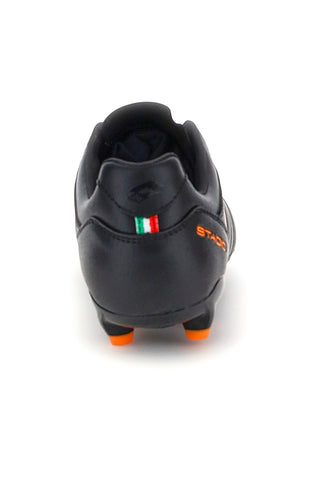 Lotto STADIO 705 FG JR Schwarze Fußballschuhe mit orangefarbenen Stollen
