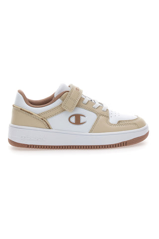 Champion – Sneaker „RD18 2.0 Low G PS“ in Beige und Weiß mit Klettverschluss