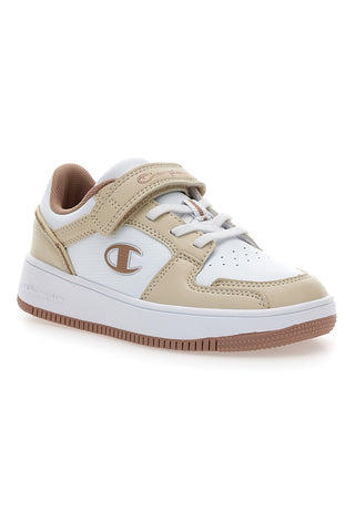 Champion – Sneaker „RD18 2.0 Low G PS“ in Beige und Weiß mit Klettverschluss