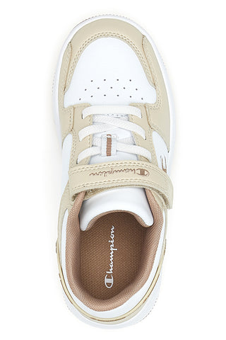 Champion – Sneaker „RD18 2.0 Low G PS“ in Beige und Weiß mit Klettverschluss