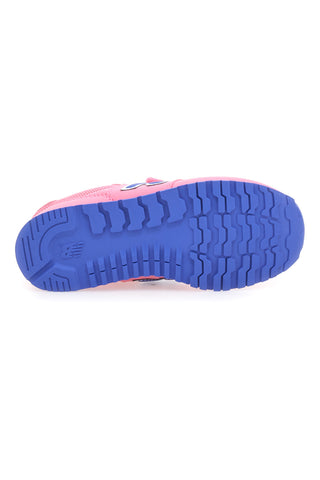 Sneaker rosa con doppio strappo e logo blu New Balance 500