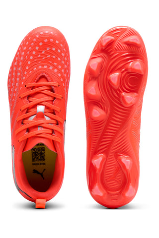 Rote Fußballschuhe mit technischen Details Puma Future 9 Play Jr
