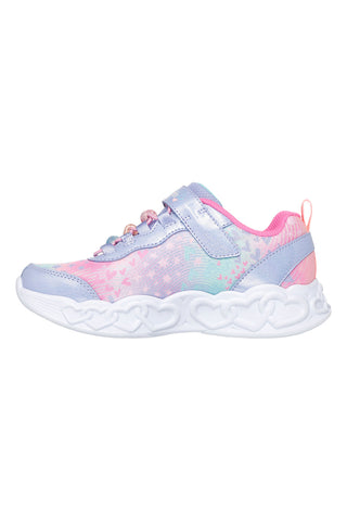 Lavendelfarbene Sneaker mit Lichtern und Anhängern, Skechers Infinite Heart Lights Heart Jewels