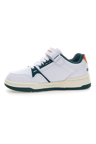 Weiße Turnschuhe mit grünen und orangefarbenen Details Champion Rd18 Heritage Evolve B Ps