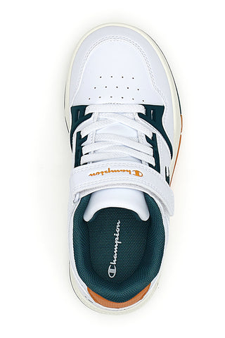 Weiße Turnschuhe mit grünen und orangefarbenen Details Champion Rd18 Heritage Evolve B Ps