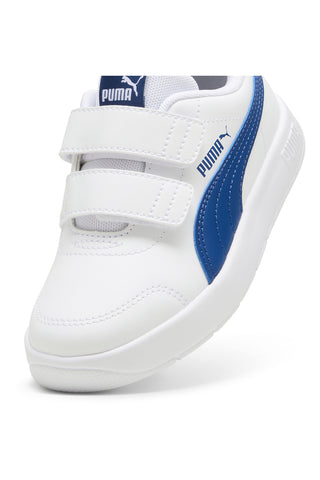 Blaue und weiße Turnschuhe mit Riemen Puma Courtflex V3 V Ps