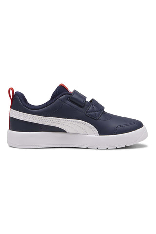 Puma Courtflex V3 V PS Blau und Weiß Turnschuhe