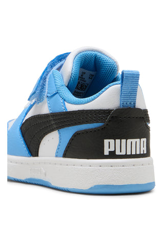 Hellblaue weiße Schuhe mit Klettverschluss Puma Rebound V6 Lo AC+ Inf