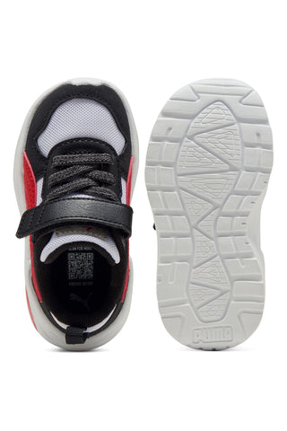 Schwarz weiße Schuhe mit Klettverschluss und elastischen Schnürsenkeln Puma Trinity 2 LT Mid 90s AC+ Inf