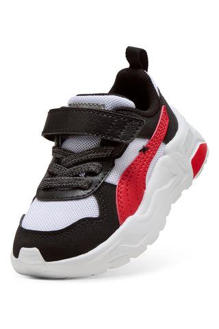 Schwarz weiße Schuhe mit Klettverschluss und elastischen Schnürsenkeln Puma Trinity 2 LT Mid 90s AC+ Inf