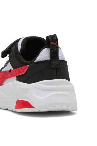 Schwarz weiße Schuhe mit Klettverschluss und elastischen Schnürsenkeln Puma Trinity 2 LT Mid 90s AC+ Inf