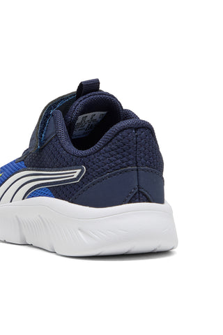 Blau weiße Schuhe mit Klettverschluss und elastischen Schnürsenkeln Puma FlexFocus Modern AC+ Inf