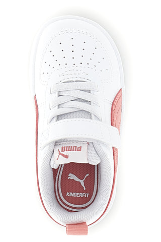 Koralle weiße Schuhe mit Klettverschluss und elastischen Schnürsenkeln Puma Rickie AC+ Inf