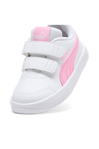 Scarpe bianche rosa con chiusura a strappo Puma Courtflex V3 V Inf