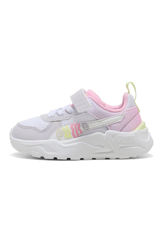 Weiß lila rosa Schuhe mit Riemenverschluss und elastischen Schnürsenkeln Puma Trinity 2 LT Come On AC+ Inf