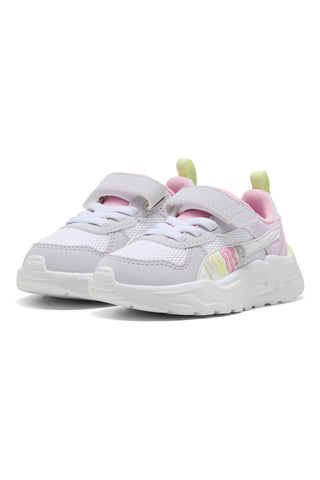 Weiß lila rosa Schuhe mit Riemenverschluss und elastischen Schnürsenkeln Puma Trinity 2 LT Come On AC+ Inf