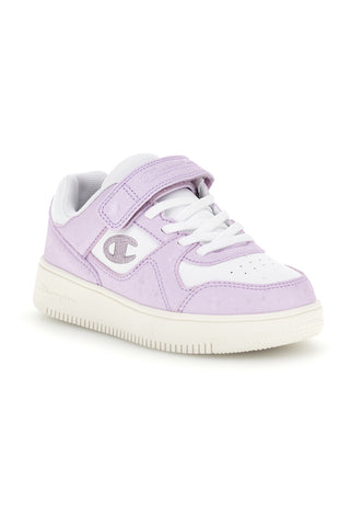 Weiße Turnschuhe mit fliederfarbenen Einsätzen und Bubble-Details Champion RD18 Bubble G PS