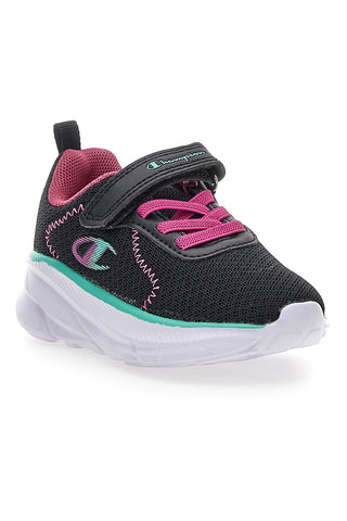 Schwarze und fuchsiafarbene Turnschuhe mit Riemen Champion HRO J G TD