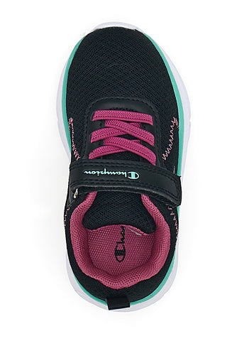 Schwarze und fuchsiafarbene Turnschuhe mit Riemen Champion HRO J G TD