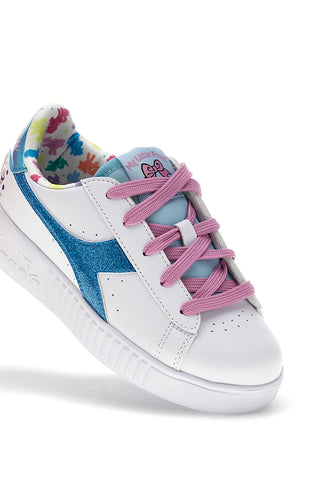 Scarpe bianche con lacci e dettagli azzurri Diadora Game Step Moonstone PS