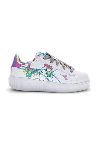 Scarpe bianche con lacci e stampa multicolore Diadora Game Step Starshine PS