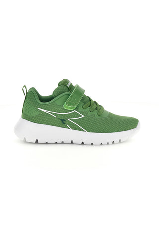Grüne Laufschuhe mit Klettverschluss und Schnürsenkel Diadora Evo Run Ps