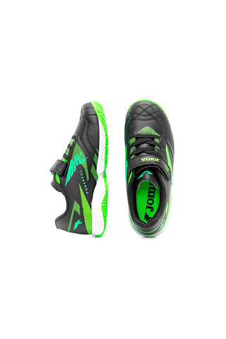 Schwarz und neongrün Hallenfußballschuhe mit Riemen Joma POJS2601INV