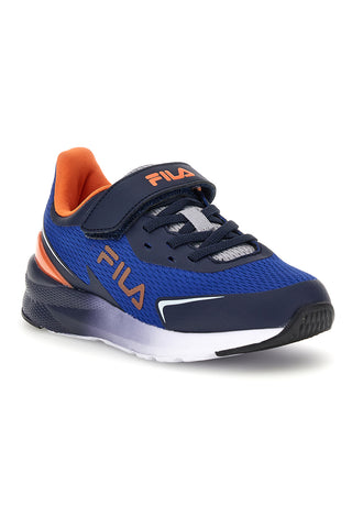 Blaue Turnschuhe mit Riemen und orangefarbenen Einsätzen Fila Crusher V Kids FFK0076
