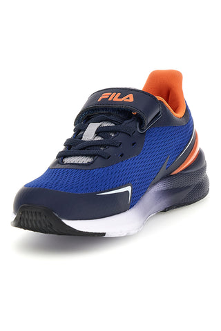 Blaue Turnschuhe mit Riemen und orangefarbenen Einsätzen Fila Crusher V Kids FFK0076