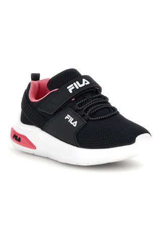 Schwarze Turnschuhe mit Riemen und rosa Einsätzen Fila Upspark Velcro Kids