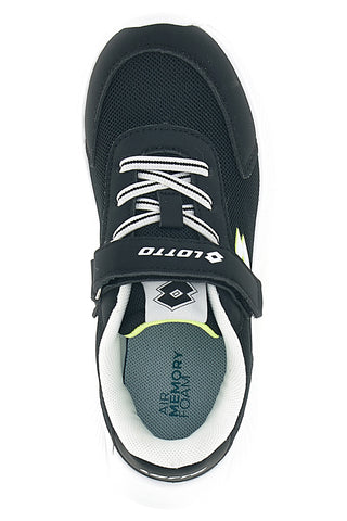Scarpe da ginnastica nere e bianche con chiusura a strappo e memory foam Lotto RUN 90 AMF CL S
