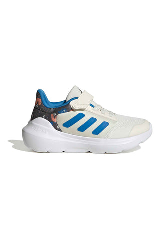 Weiße Sneakers mit blauen Details und Klettverschluss Adidas Tensaur Run 3.0 El C