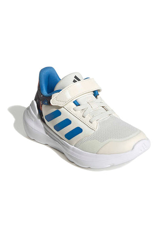 Weiße Sneakers mit blauen Details und Klettverschluss Adidas Tensaur Run 3.0 El C