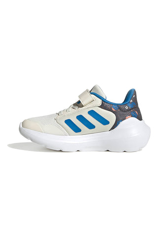 Weiße Sneakers mit blauen Details und Klettverschluss Adidas Tensaur Run 3.0 El C
